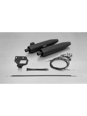 2x CUSTOM Exhaust muffler incl. cat., no end cap, stainless steel black, with MCS-System