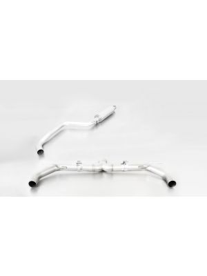 Non-resonated RACING Cat-back-system with resonated front section (selectable tail pipes)