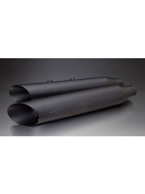 CUSTOM, Slash Cut muffler left/right incl. cat., stainless steel black, EEC, 