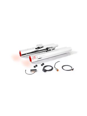 Silencer with luminous end cap and ASC – (CAN-BUS actuated sound system), stainless steel chrome, (EC-) approval