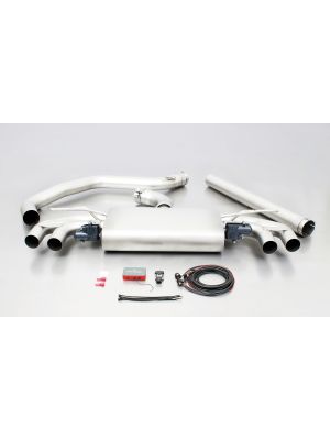RACING Cat-Back system with 2 integrated electrical valves, without homologation (selectable tail pipes)